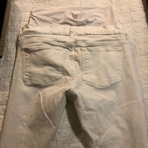 Distressed white maternity pants